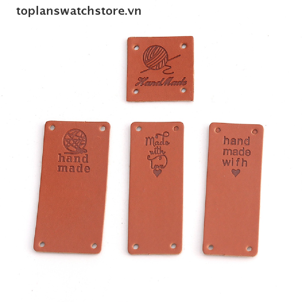 Set 20 Miếng Nhãn Dán Chữ Handmade with Love Bằng Da Tổng Hợp