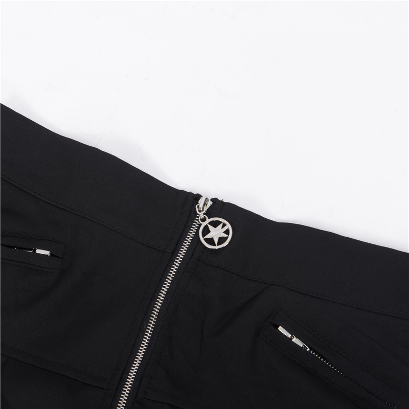 DUNEA Chân Váy Ngắn Phối Khóa Kéo Cá Tính Cho Nữ