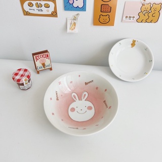 Bát tô nhỡ hình thỏ hồng vintage dễ thương