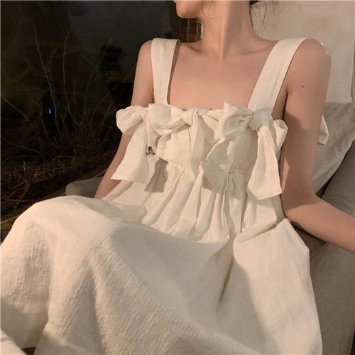 Ins Mùa Hè Mới Nơ Công Chúa Dây Treo Váy Phụ Nữ