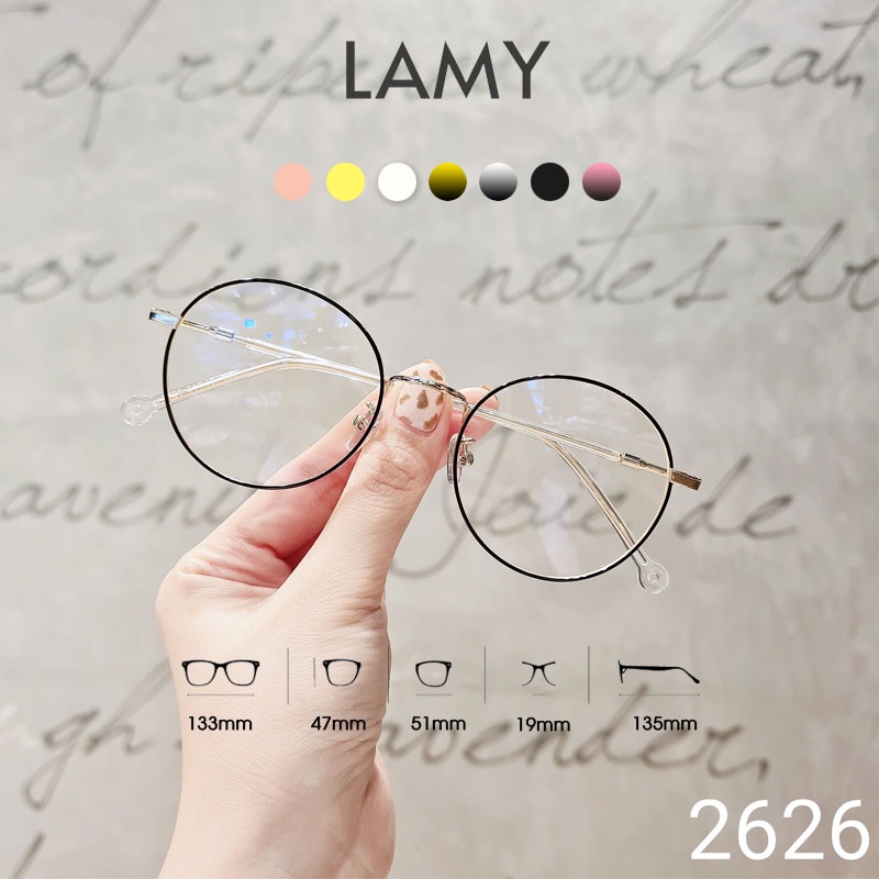 Gọng kính cận tròn nobita dáng nhỏ 2626 mắt kính cận nam nữ LAMY