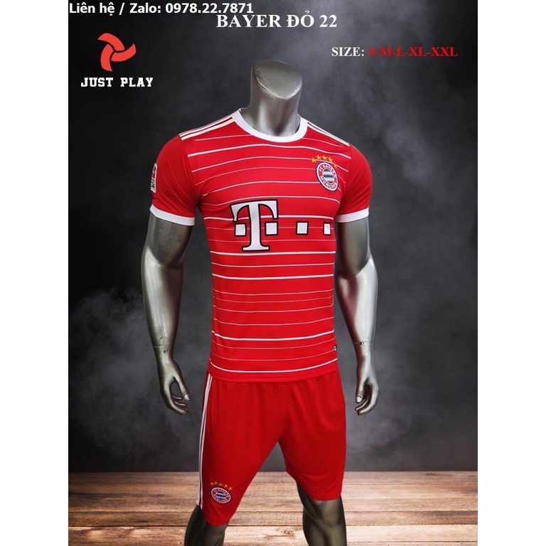 Bộ quần áo bóng đá, đồ đá banh Bayern Munich Sân Nhà Màu Đỏ 2022-2023 Vải Thun Lạnh Cao Cấp