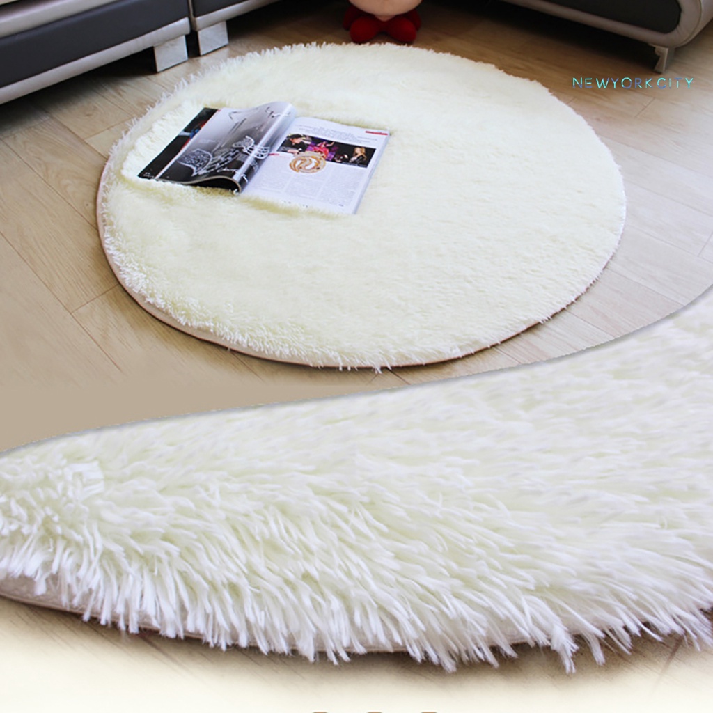 Thảm Lông Cừu San Hô Hình Tròn 40cm Mềm Mại Chống Trượt Trang Trí Nhà Cửa