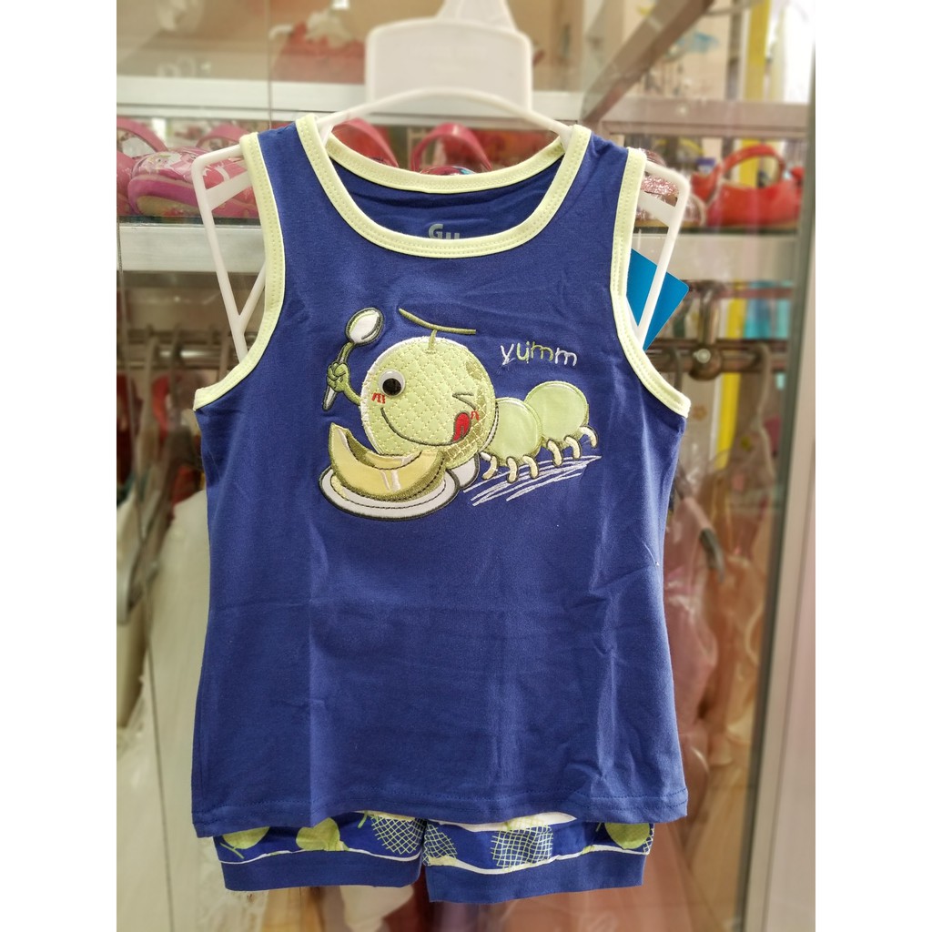 Bộ thun bé trai mùa hè thêu chú sâu ham ăn cá chép rồng gấu hồ lô nhiều họa tiết đáng yêu