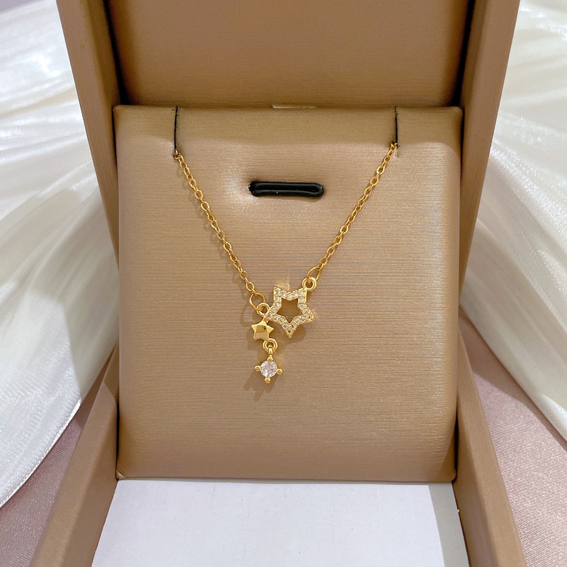 Dây chuyền, vòng cổ nữ đính đá nhân tạo, titan không gỉ sang trọng và thanh lịch LOZI (VCNU03)