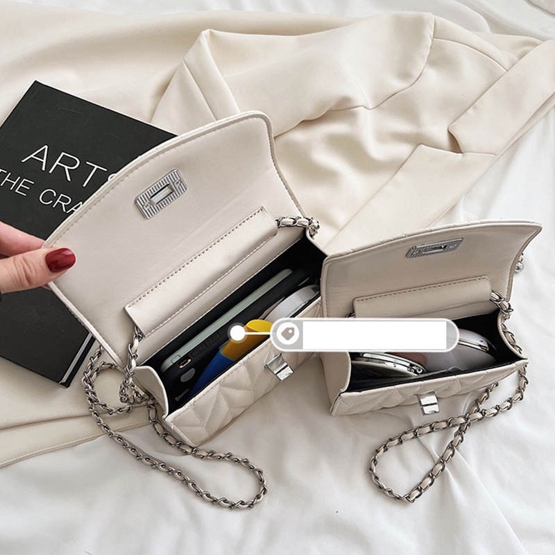 Túi xách mini IELGY dáng vuông phối dây xích thời trang cho nữ