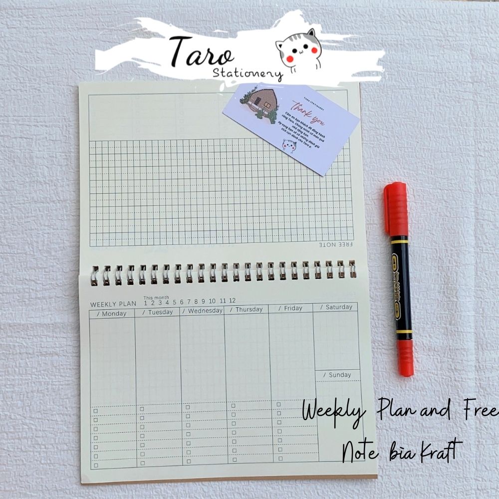 Sổ Tay Theo Dõi Lộ Trình học Tiếng Anh Ghi Chú Kế Hoạch Hàng Ngày Khổ A5 Taro Stationery