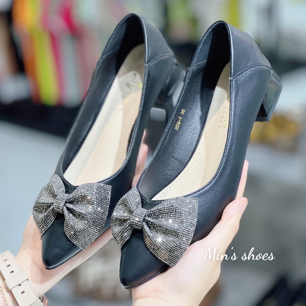 Min's Shoes - Giày Gót Vuông Da Dê Cao Cấp V229