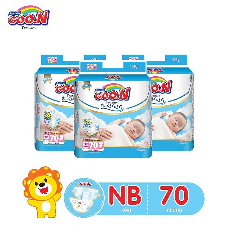 [Nhập GOON12 giảm 10%] Combo 3 bịch tã dán Goo.N Premium gói cực đại Newborn NB70 (70 miếng)