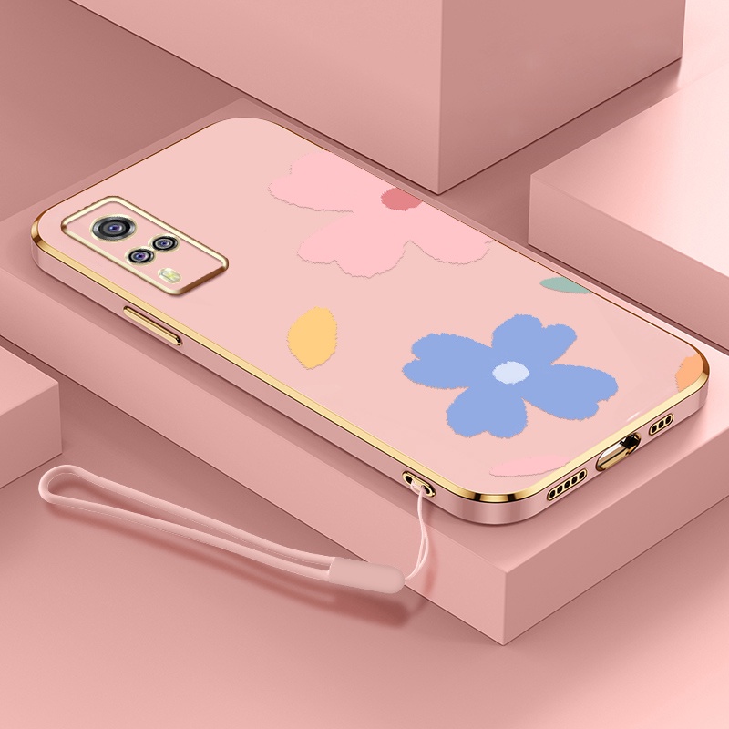 Ốp Điện Thoại TPU Silicone Mềm Mạ Điện Họa Tiết Hoa Cho VIVO Y51 2020 Y31 2020 2021 Y51A Y53S 4G Y72 5G Y52 5G IQOO Z3