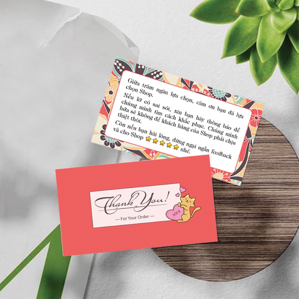 Thiệp cảm ơn Thank you card nhận in thiệp theo yêu cầu dành cho các cửa hàng, nhiều mẫu siêu cute (95-100card 1 set)
