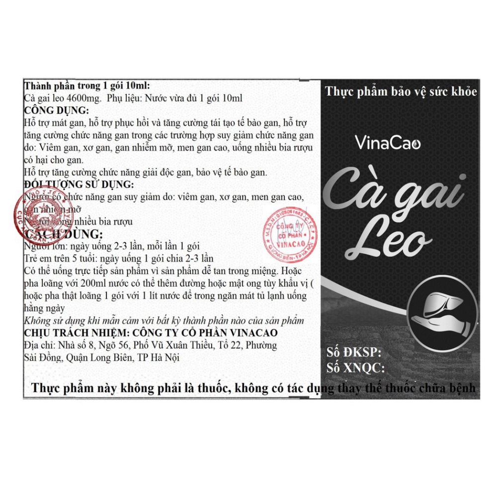 [5 gói uống liền] Cao cà gai leo Vinacao - 100% Cà gai leo - Mát gan, giải độc, bảo vệ gan