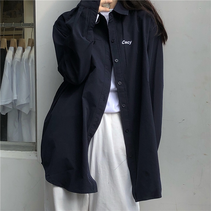 Áo sơ mi dáng rộng phong cách thời trang Hàn Quốc cho nữ