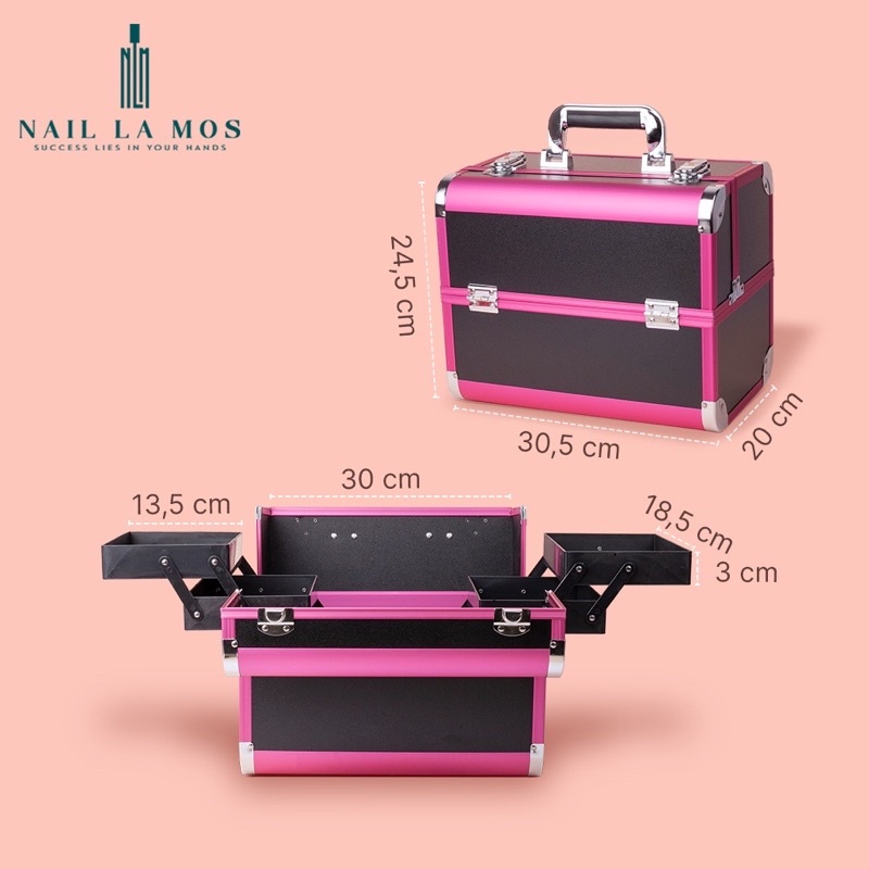 Côp nhôm đựng dụng cụ nail 2 tầng