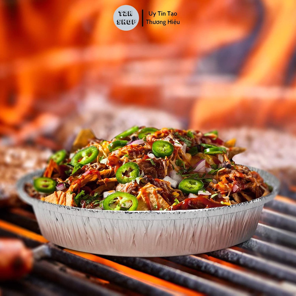 Khay giấy bạc nướng lót nồi chiên không dầu - Set 10 khuôn giấy bạc chống dính hình khuôn bánh - T2K Shop