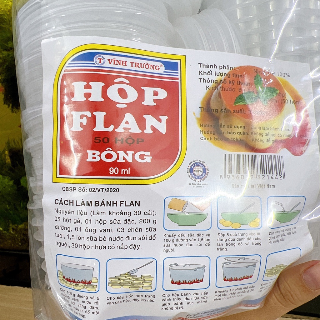 Hộp flan BÔNG làm bánh Vĩnh trường 90ml  - Hủ làm bánh flan, Caramen có nắp CAO CẤP chịu nhiệt an toàn