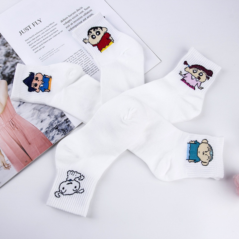 Set 5 đôi vớ hoạt hình Bút Chì Shin, vó cổ cao nam nữ