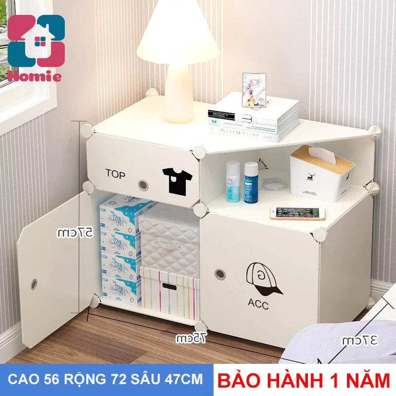 Tủ đầu giường 4 ngăn kt 55x72x47cm- Tủ nhựa ghép thông minh 4 ô (nhiều lựa chọn)