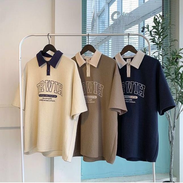 Áo Thun Polo Ngắn Tay Form Rộng Phong Cách Retro Dành Cho Nam