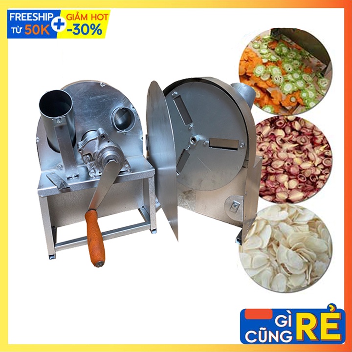 Máy thái hành củ, thái lát củ quả quay tay có nắp tặng bộ dao dự phòng