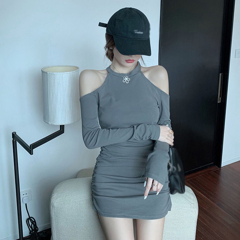 Đầm Tay Dài Trễ Vai Màu Sắc Thanh Lịch