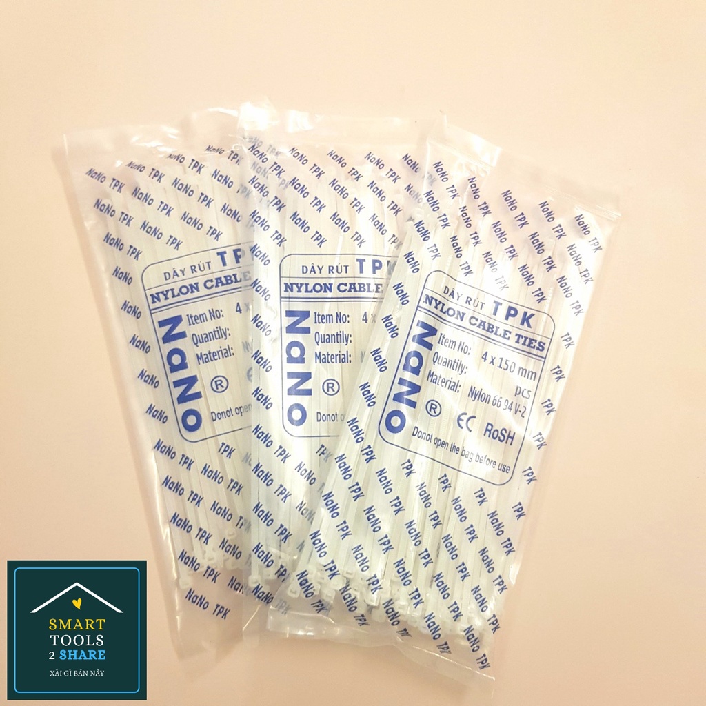 Dây Rút Nhựa, Dây Thít Trắng/ Đen 10cm, 15cm, 25cm, 30cm