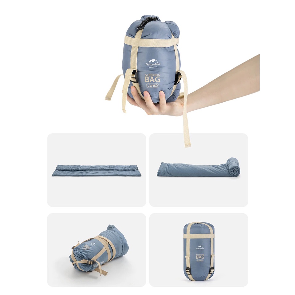 Túi Ngủ Văn Phòng Naturehike LW180, Túi Ngủ 3 Mùa , GHÉP ĐÔI, Chống Nước, Siêu Gọn, Siêu Nhẹ 700g - Đi Outdoor