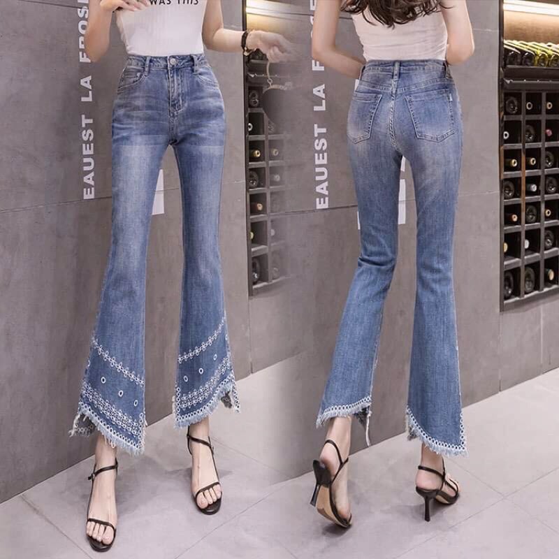 Quần jean nữ ống loe sang chảnh, chất jean mềm thoáng mát NP1643