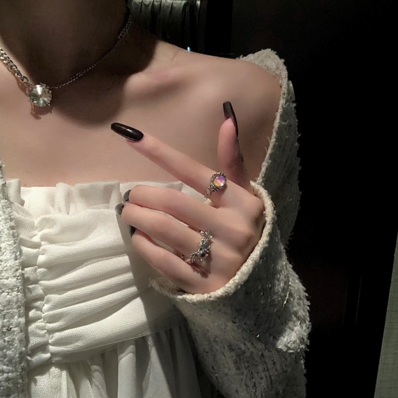 Nhẫn Hở Đính Đá Quý Nhân Tạo Phong Cách Thời Trang Hàn Quốc 19A1656