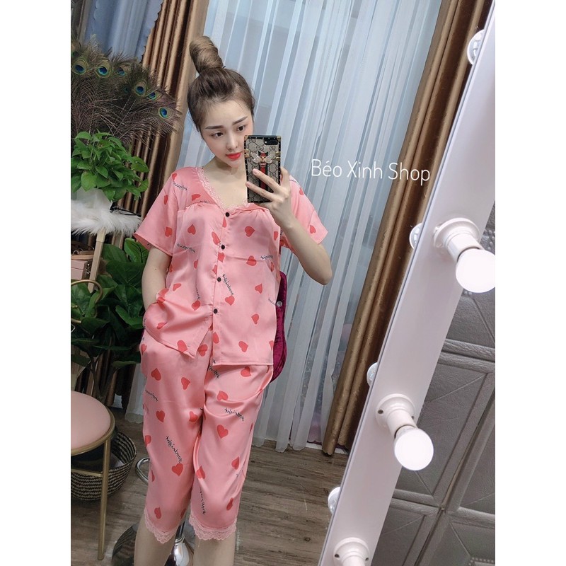 [FREESHIP]Đồ Ngủ Bigsize 50-90kg Lửng cổ tim Cao Cấp Kiểu Dáng Đẹp Vải Satin Lạnh Mặc Cực Thích | BigBuy360 - bigbuy360.vn