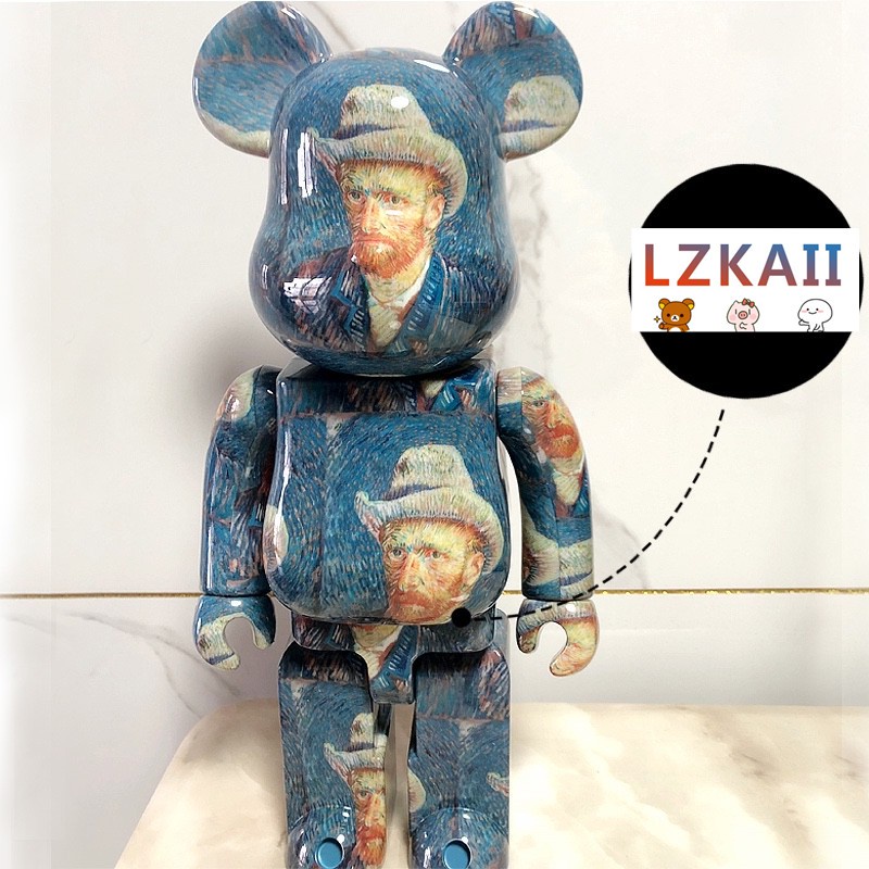 Mô hình nhân vật Bearbrick × Van gogh 400% 28 cm vui nhộn chất lượng cao