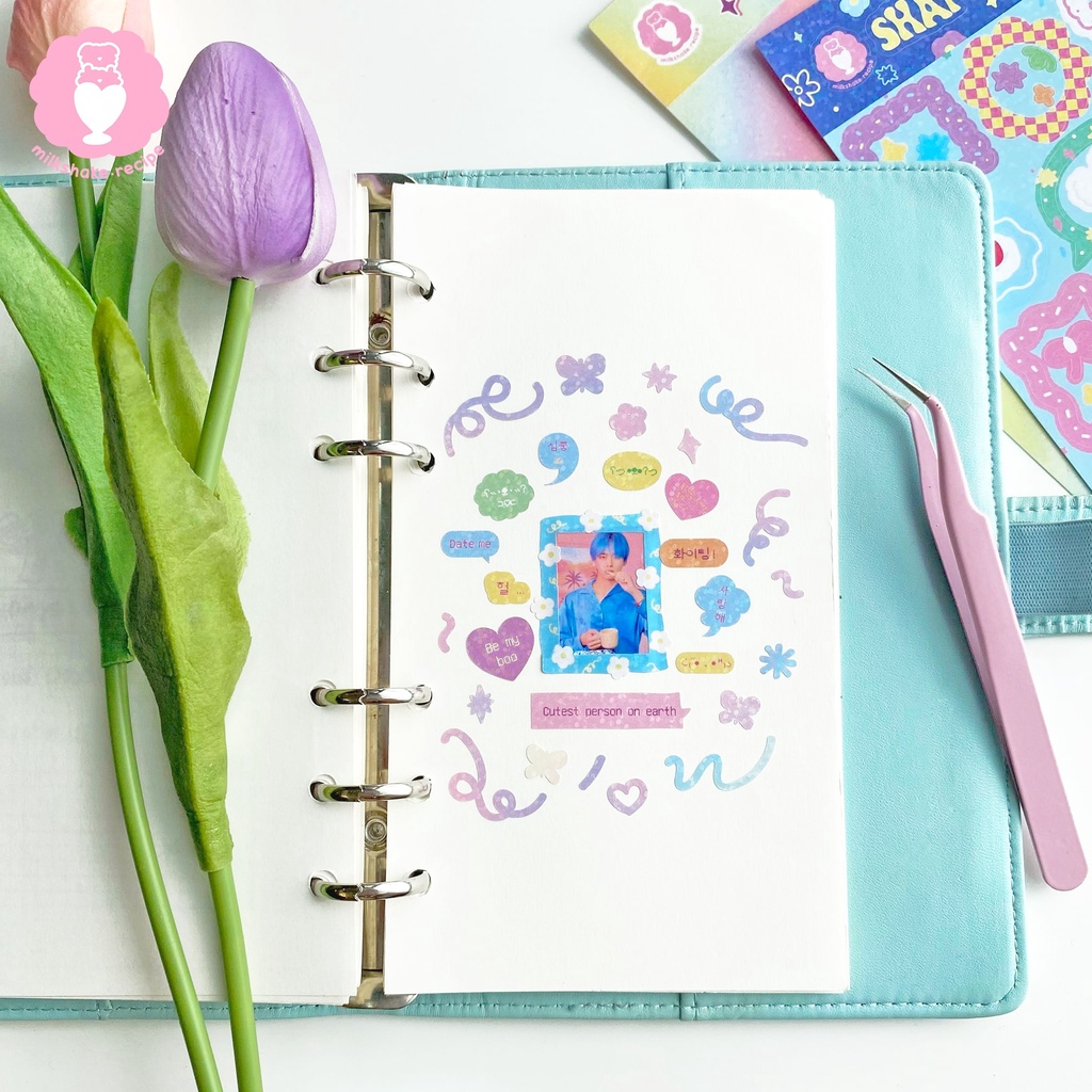 Sticker khung ảnh Shape of you cán lấp lánh - Frame sticker trang trí sổ