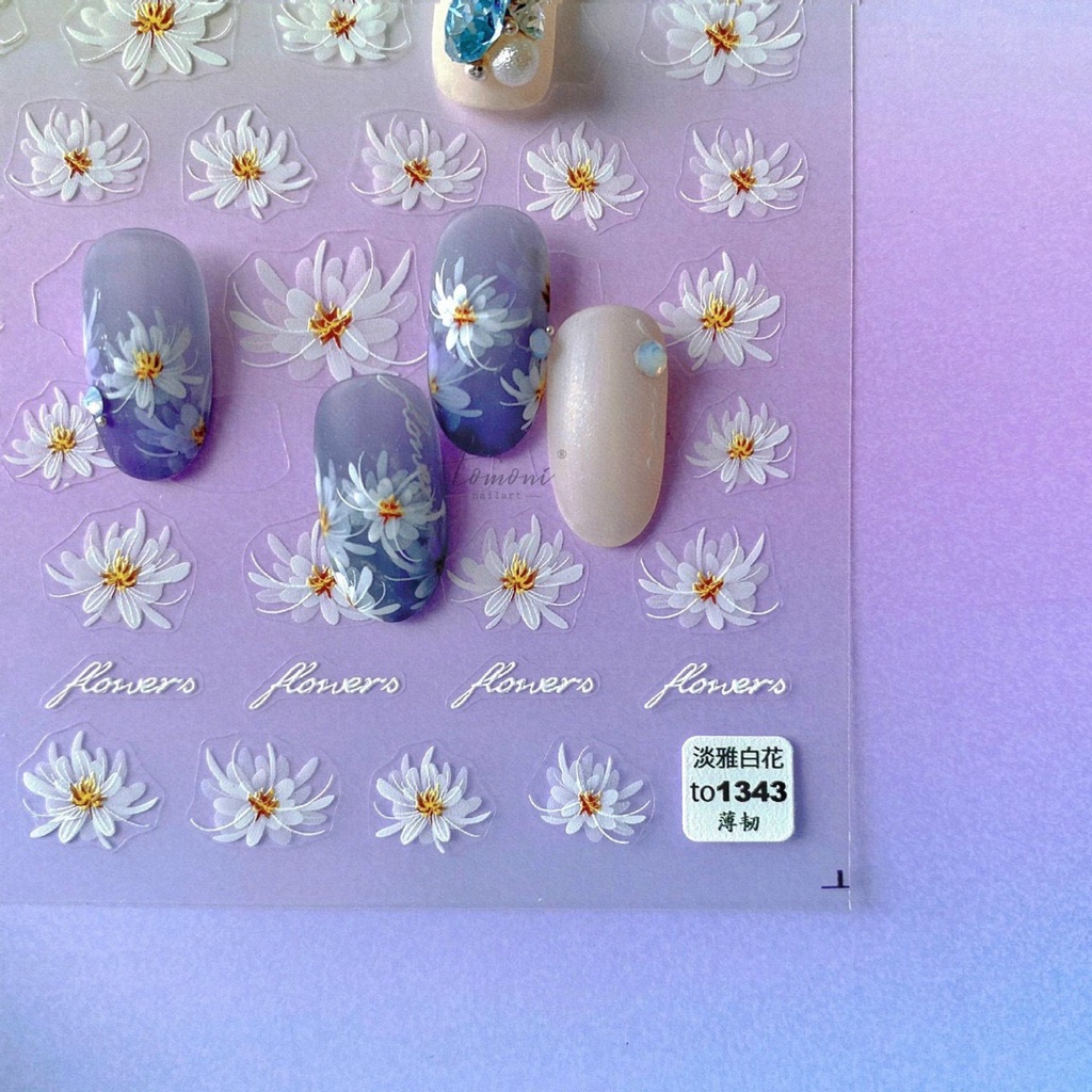 Sticker lụa 5d mẫu hoa cao cấp dán móng tay nail