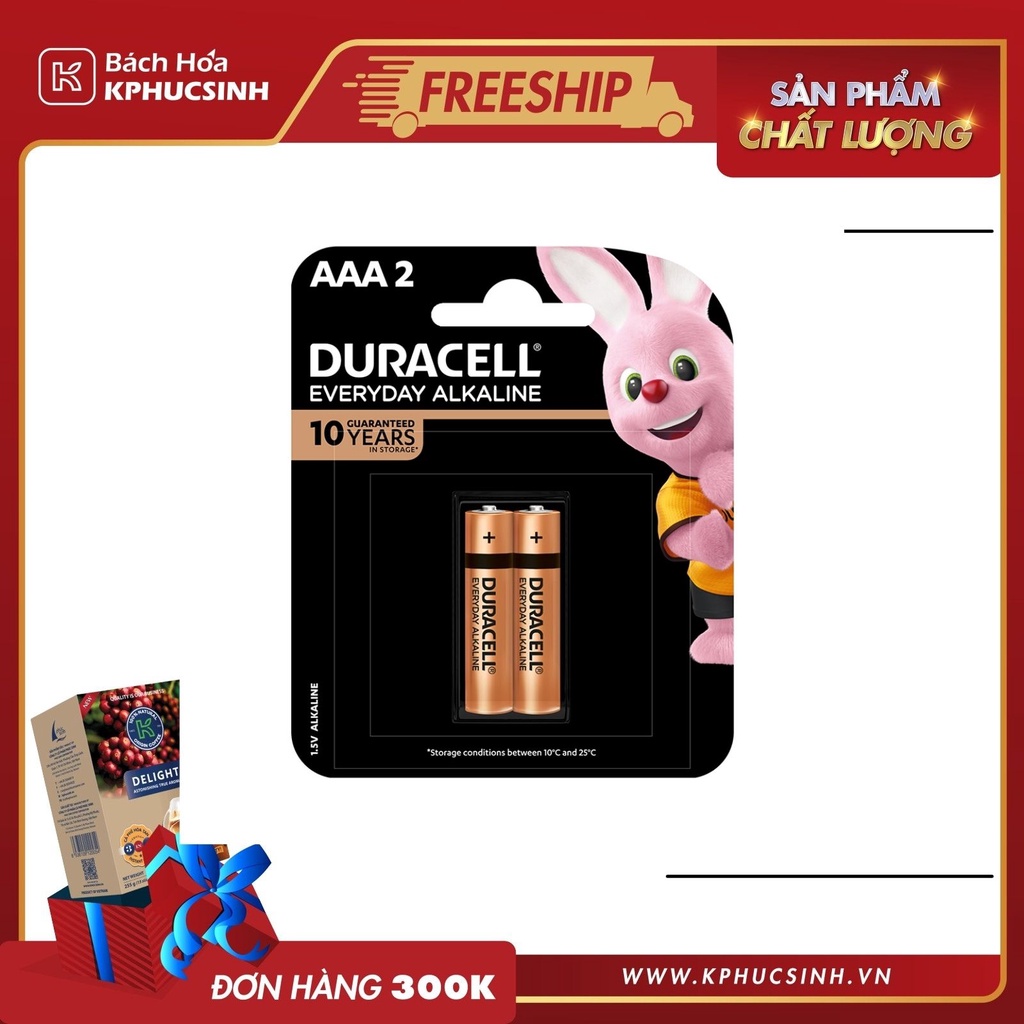 Pin Kiềm Duracell Everyday AAA vỉ 2 viên KPHUCSINH - Hàng Chính Hãng