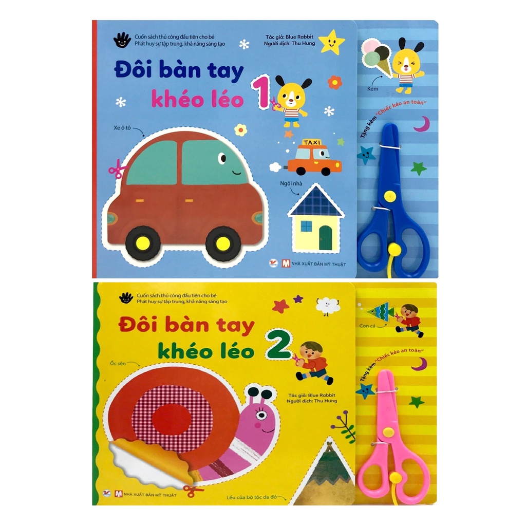 Sách - Bộ Đôi Bàn Tay Khéo Léo 1 + 2 - Cuốn Sách Thủ Công Đầu Tiên Cho Bé - Tặng Kèm Chiếc Kéo An Toàn