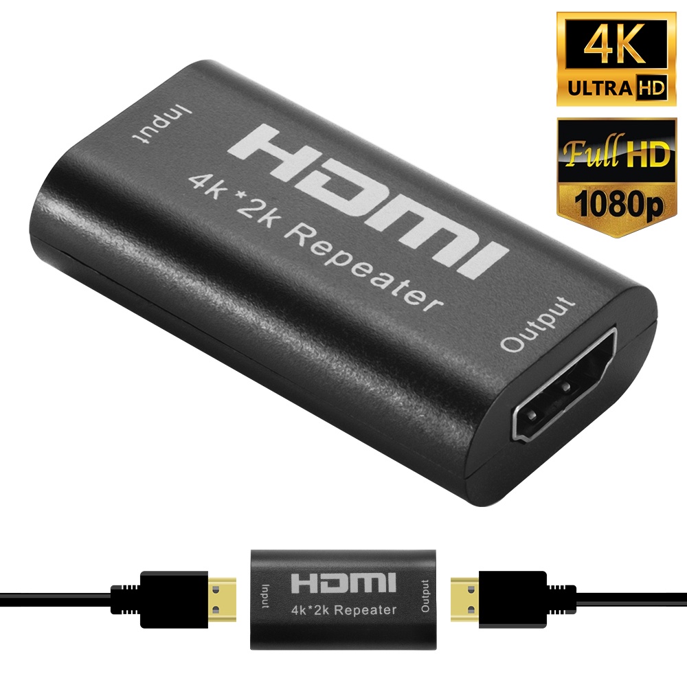Đầu nối dây HDMI có chip khuếch đại dùng nối hai cáp HDMI, độ dài dây tối đa 20m mỗi bên
