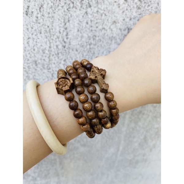 Chuỗi Hạt Trầm Tốc Vườn Mix Charm Thánh Giá và Chúa Giesu