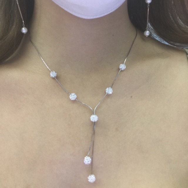 Dây chuyền liền mặt pha Lê đôi bạc thật và dây nhuyễn You&amp;Me