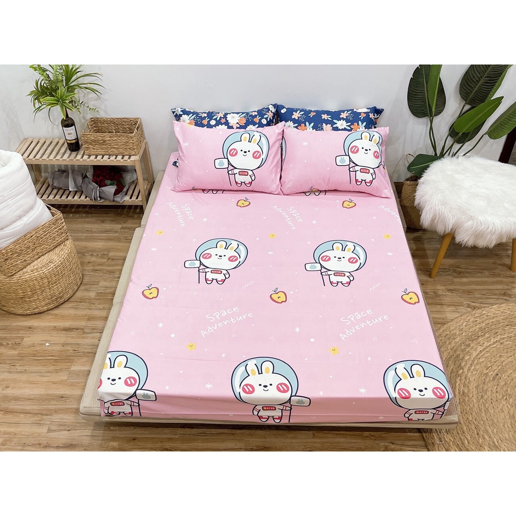 Bộ ga gối lụa thái nhập khẩu cao cấp họa tiết sang trọng, chất lụa thái thoáng mát mềm mịn miễn phí bo chun - Ami.Decor
