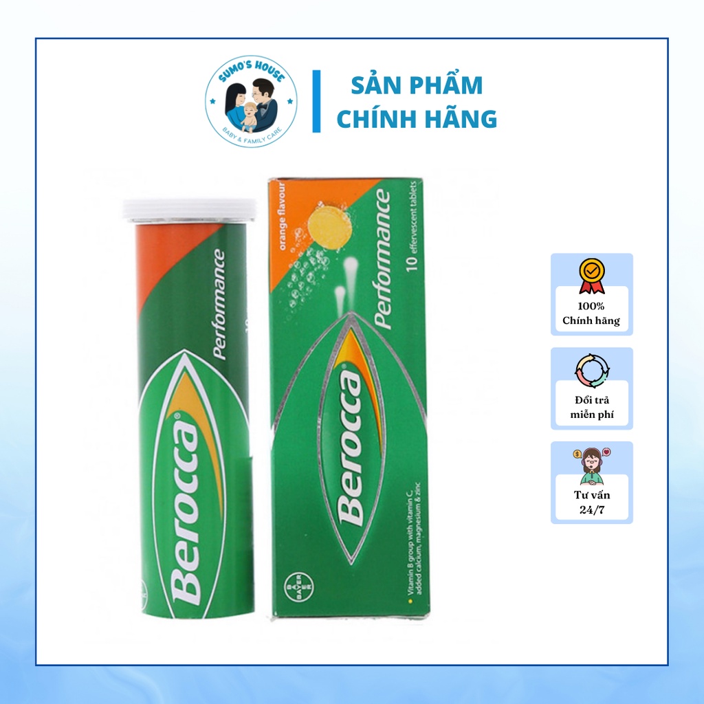Viên Sủi Berocca Bayer Bổ Sung Vitamin C, B, Kẽm (10 Viên)