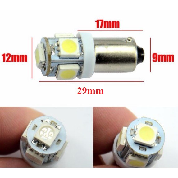 Bóng đèn led chiếu sáng 5 hướng đuôi gài BA9S 24VDC các màu