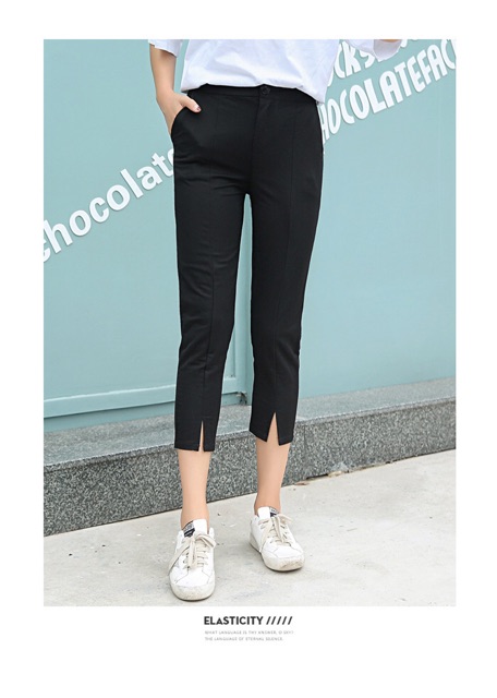 Quần tây big size màu đen baggy xếp li xẻ lai size lớn 65-90kg