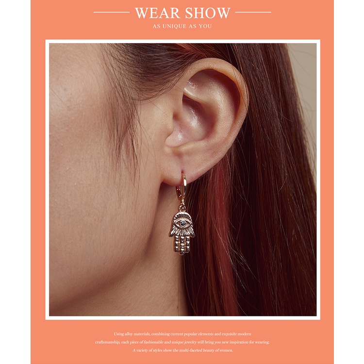 Khuyên tai Bamoer AIE072 hình bàn tay cầu may đính đá bằng hợp kim chống dị ứng sành điệu cho nữ