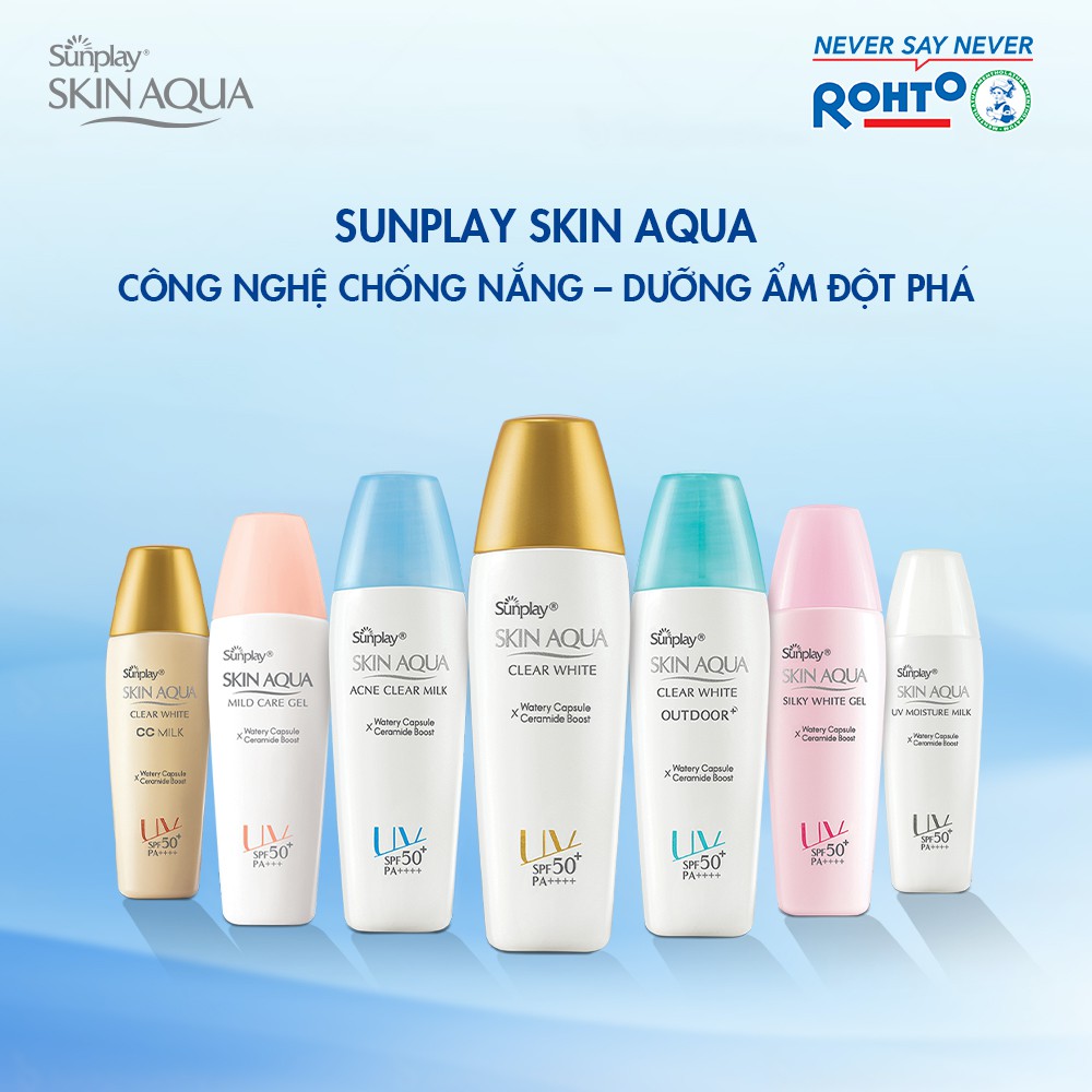 Gel chống nắng dưỡng da trắng mượt Sunplay Skin Aqua Silky White Gel SPF 50+ PA+++ 70g (version 2021)Kem chống nắng