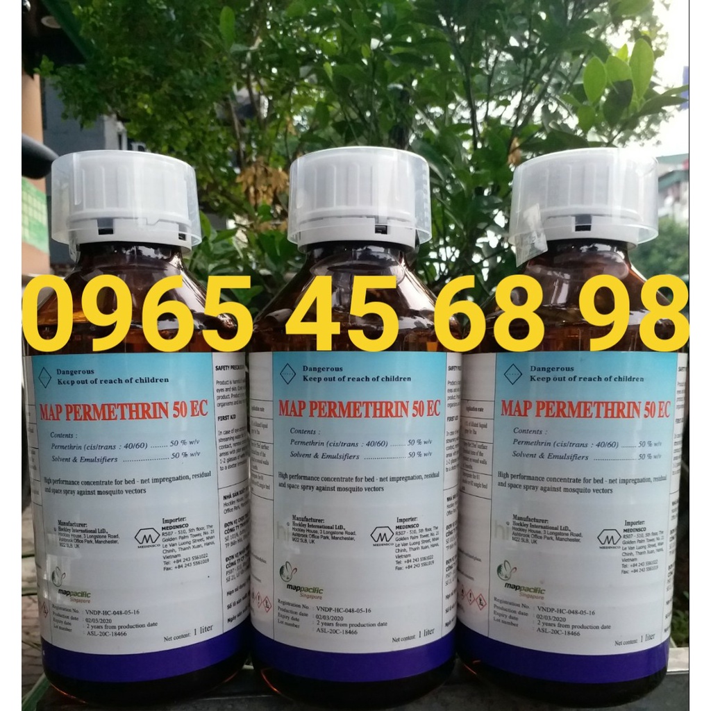 (Tặng 2 gói thuốc chuột dạng thóc)Thuốc Diệt Muỗi PERMETHRIN 50EC Nhập Khẩu 100% ANH QUỐC 1000ml