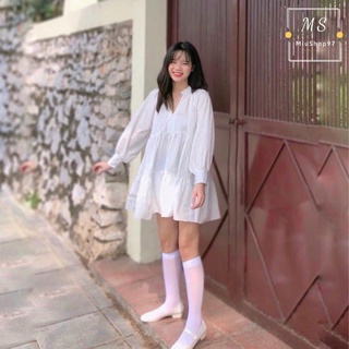 Đầm suông cổ trụ tầng babie