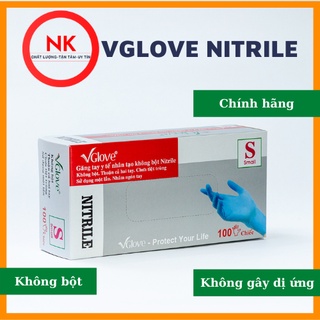 Găng Tay Y Tế Nitrile Vglove Màu Xanh Không Bột Cao Cấp - 100% Chính Hãng