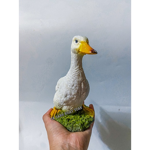 VỊT TRẮNG TRANG TRÍ TIỂU CẢNH, NON BỘ CAO 19CM