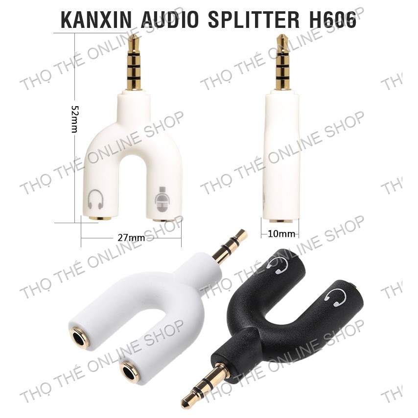 Jack chia mic và tai nghe KaiXin Audio Splitter H606 - CHÍNH HÃNG