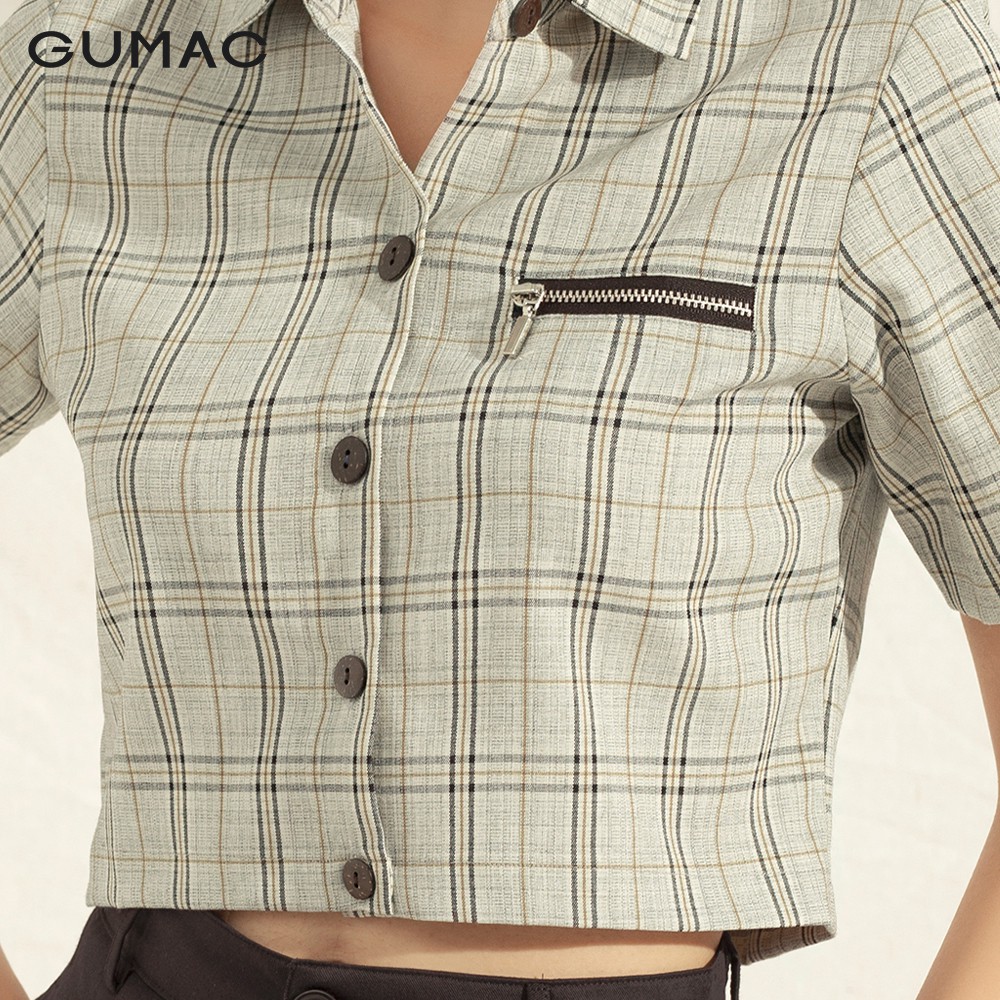 [Mã WABRGU100 giảm 15% đơn 249K tối đa 100k] Áo sơ mi nữ caro phối dây kéo AA1182 GUMAC | BigBuy360 - bigbuy360.vn